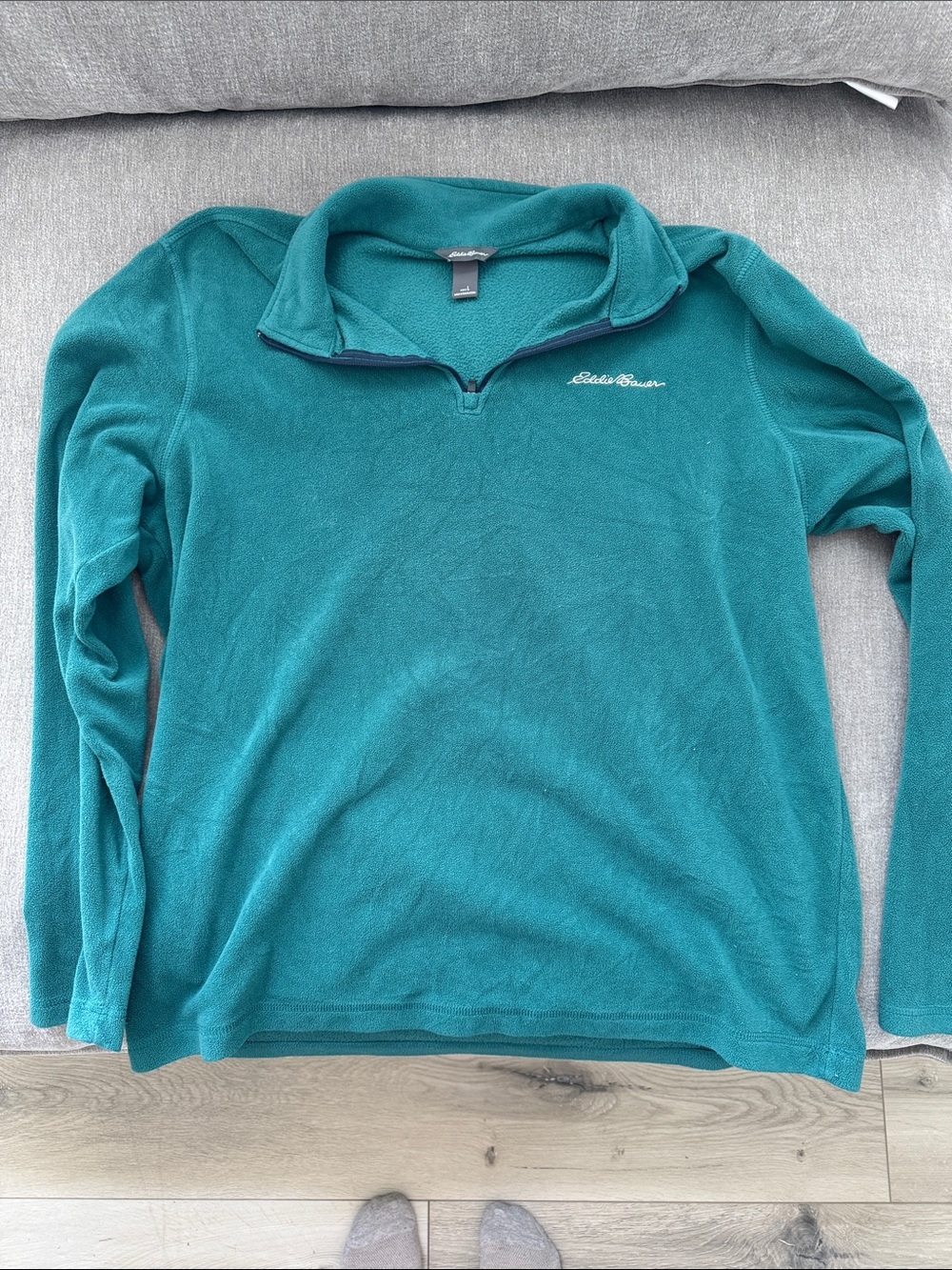 Eddie Bauer Teal Zip-Up Fleece Pullover